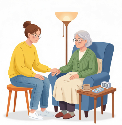 Сиделка с пожилым человеком